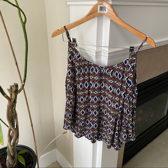 ONE LOVE CLOTHING Blue Tribal Patterned Off Shoulder Longsleeve Boho Top - Picture 6 of 7